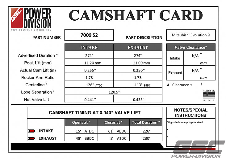 GSC Power-Division Billet Camshaft Evolution 9