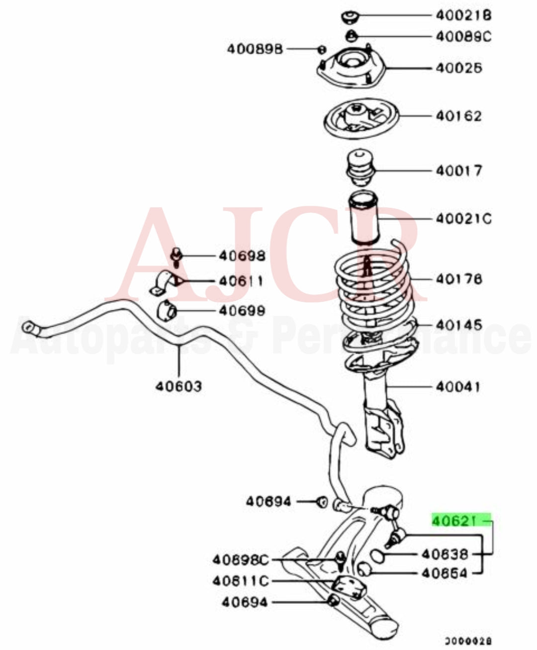 555 Front RH Sway Bar Link Evo 7-9/X