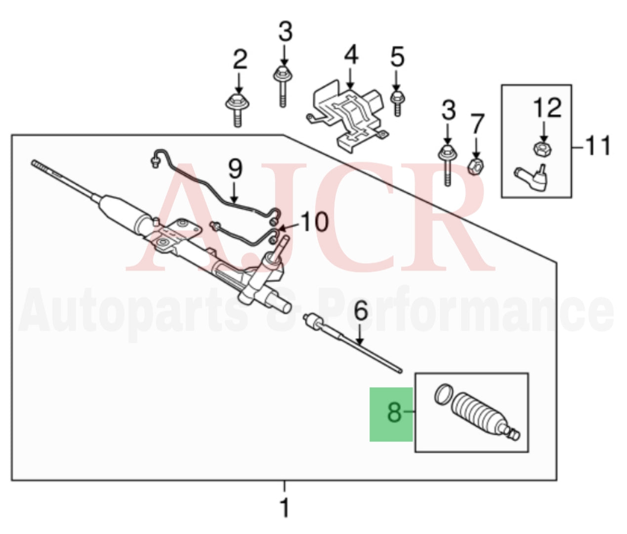 Febest Rack & Pinion Inner Tie Rod Boot Evo X