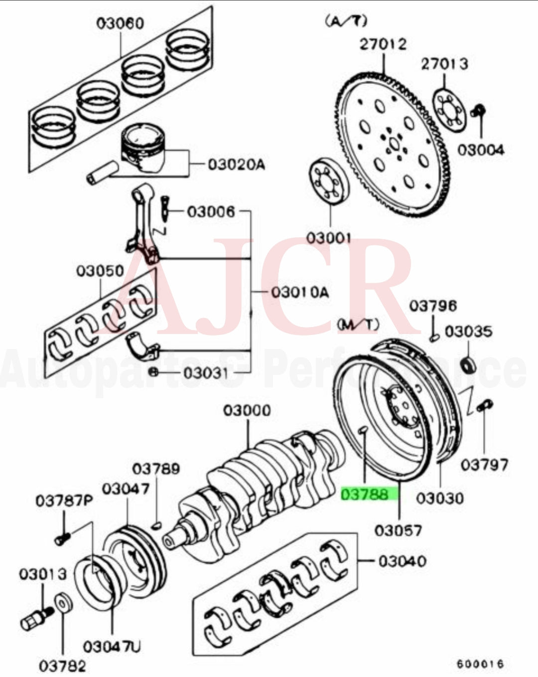 Mitsubishi Crankshaft Dowel pin 1G DSM