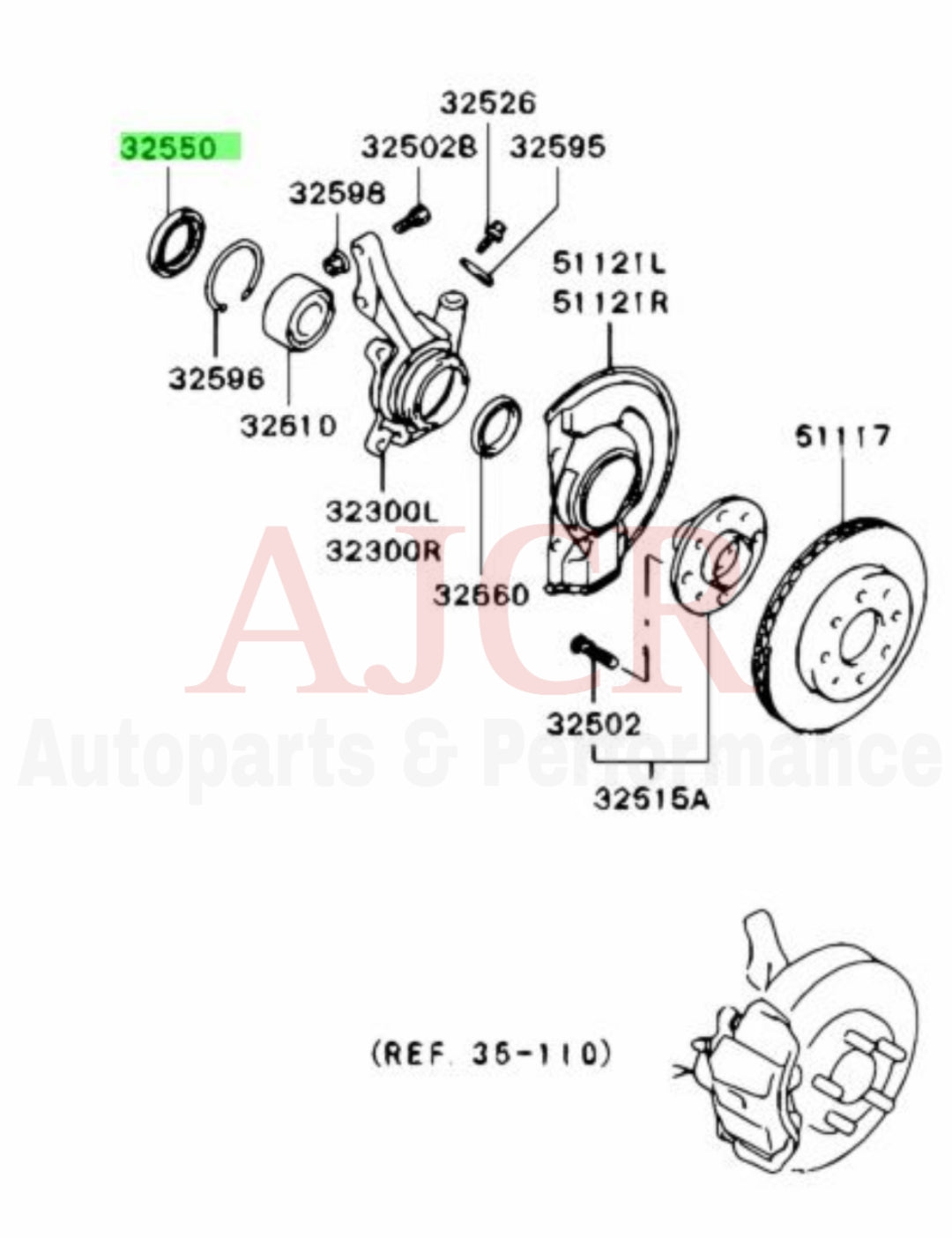 Mitsubishi Front Wheel Bearing Inner Seal 1G DSM