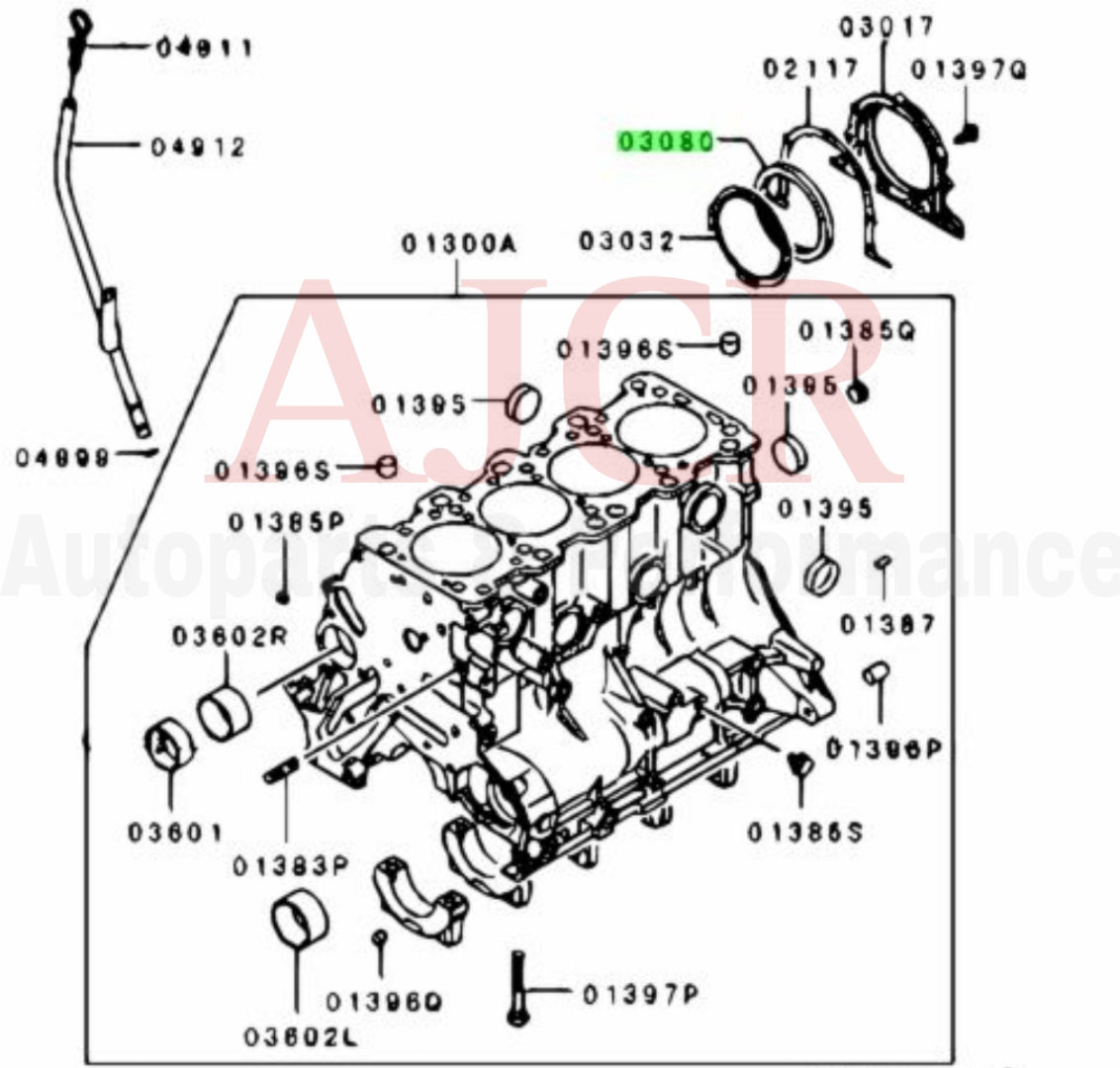 Mitsubishi Rear Main Crankshaft Seal 1G DSM 6-Bolt