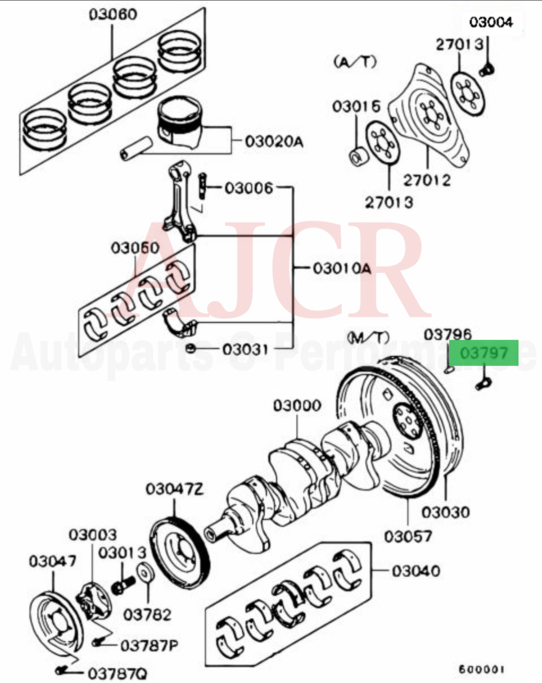 Mitsubishi Flywheel Bolt DSM 6-Bolt Engine