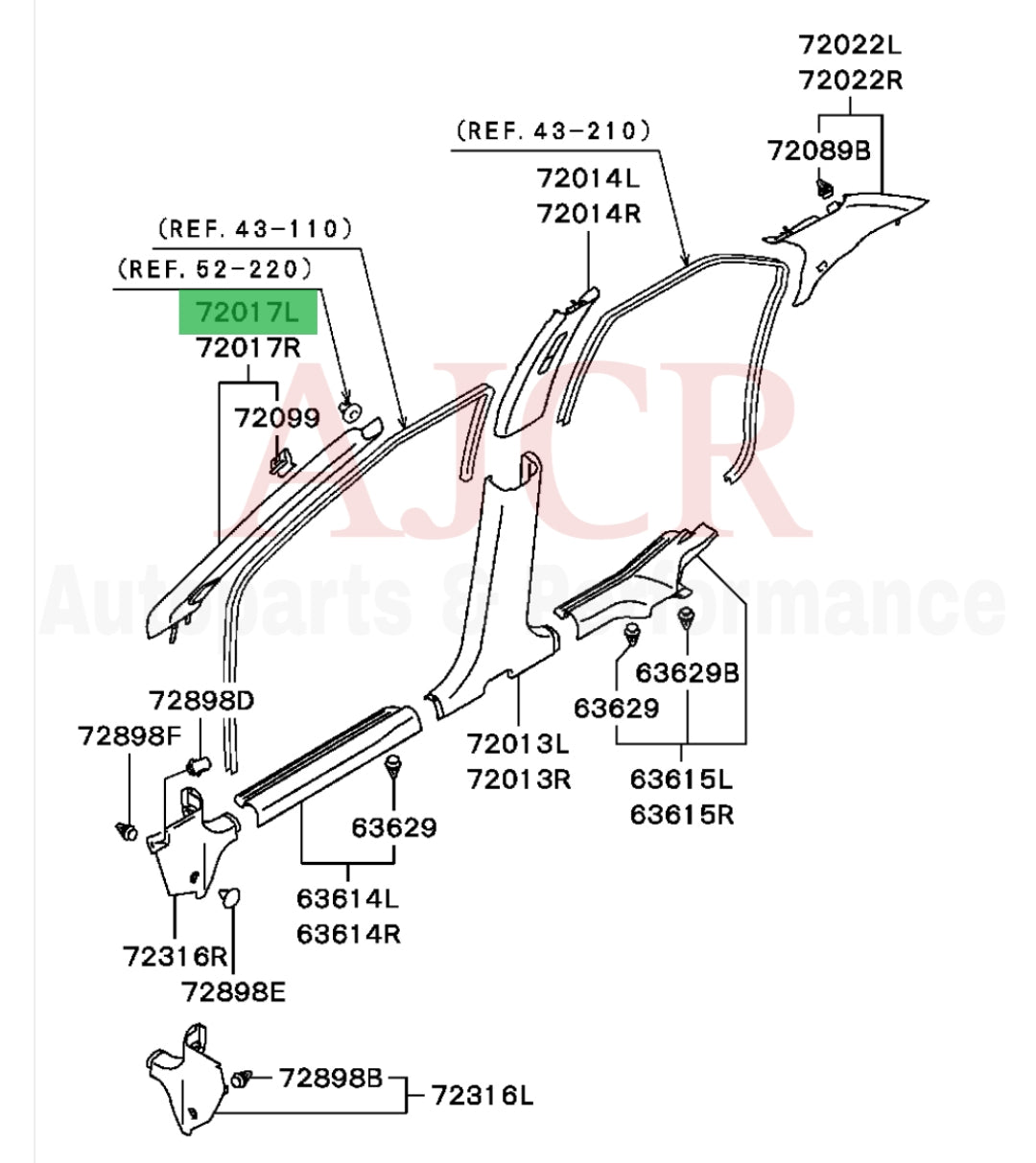 Mitsubishi LH Pillar Trim(Speaker Application only) Evo 8
