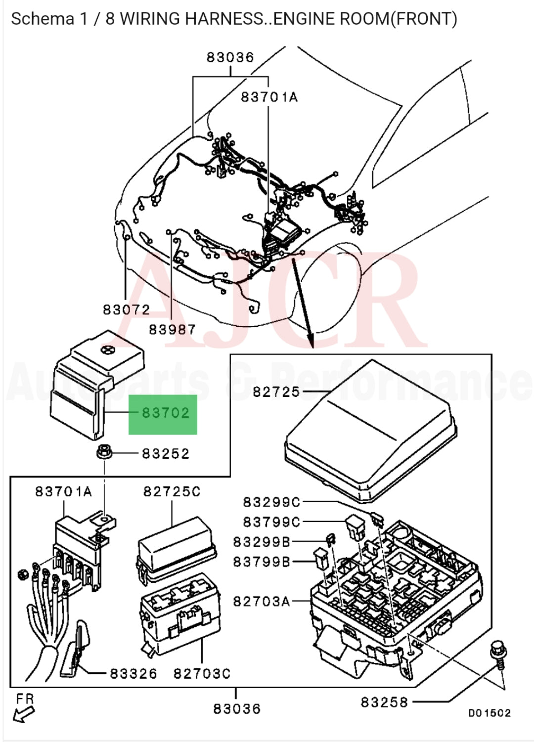 Mitsubishi Battery Cable Fuse Block Cover Evo X