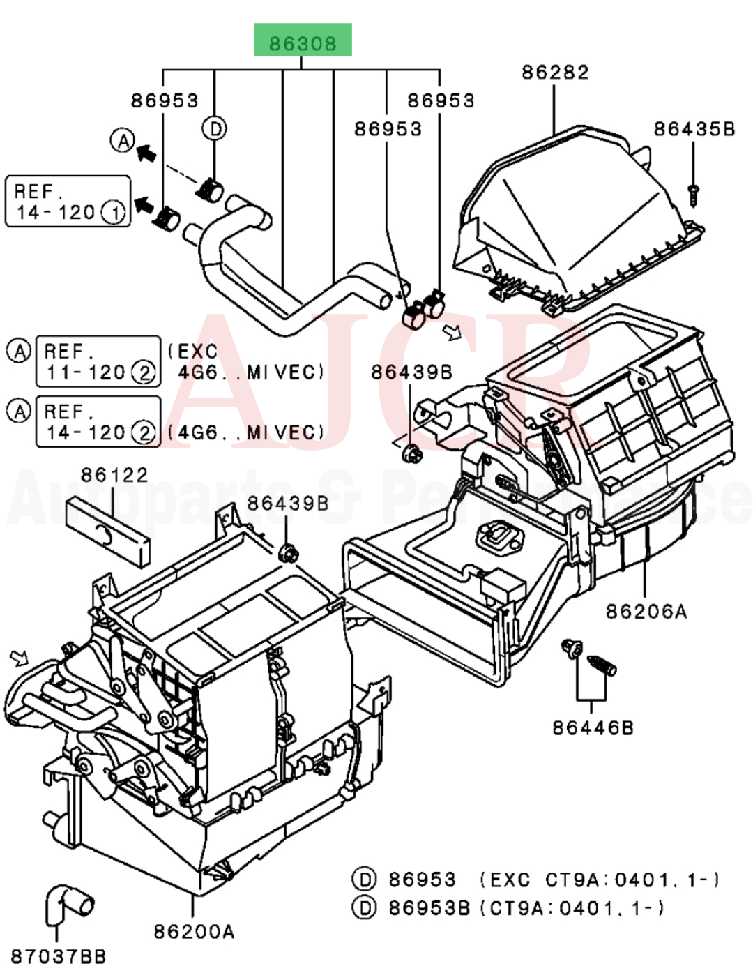 Mitsubishi Heater Hose Kit Evo 7-9