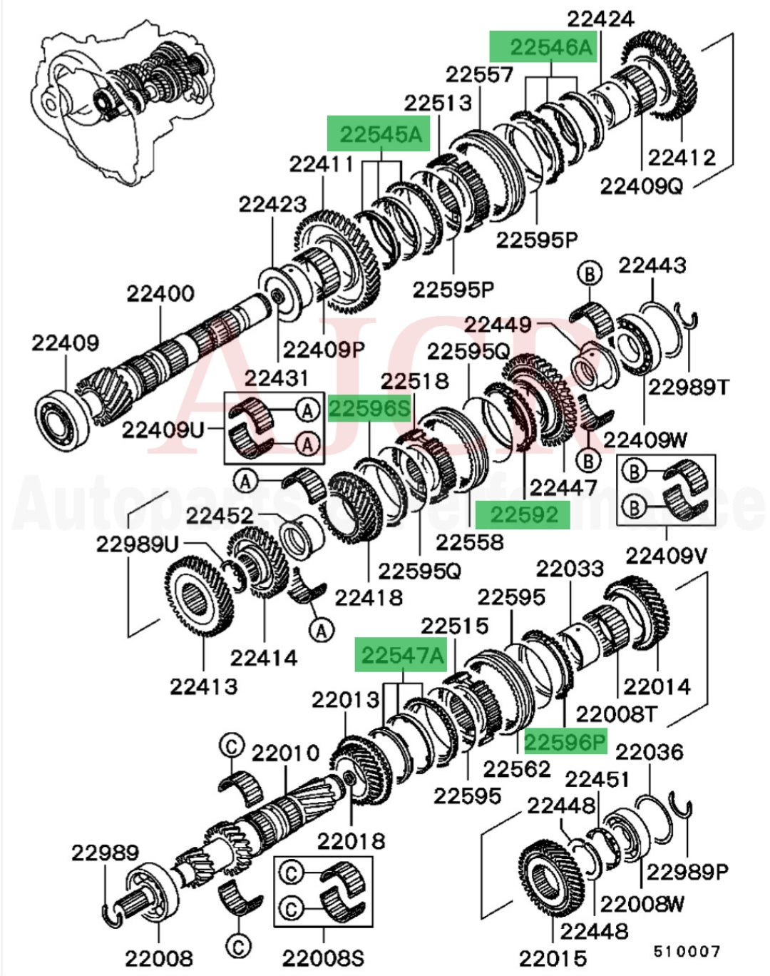 Mitsubishi Synchro Ring Kit Eclipse V6 3.0L
