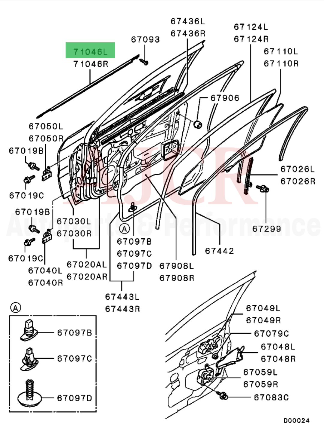 Mitsubishi Molding Door Window Trim Evo 7-9