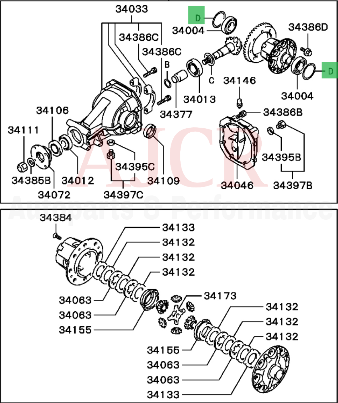 Mitsubishi Rear RS Diff Case Shim Spacers Kit