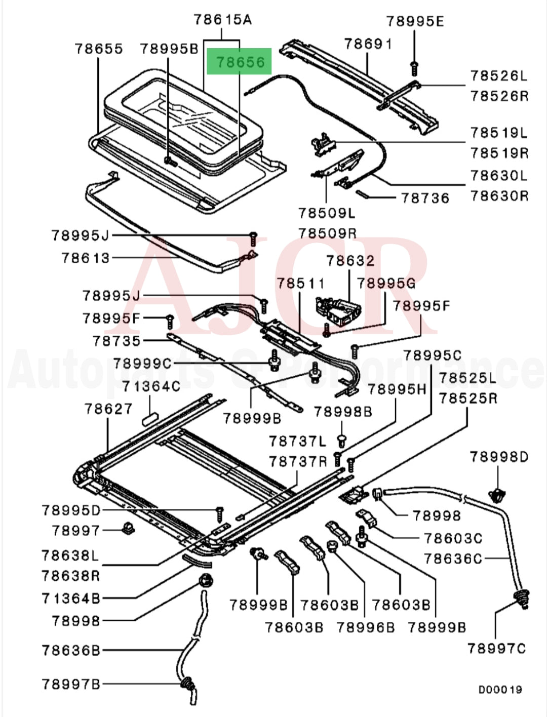 Mitsubishi Sunroof Weatherstrip Evo 7-9 / Mirage 99-02