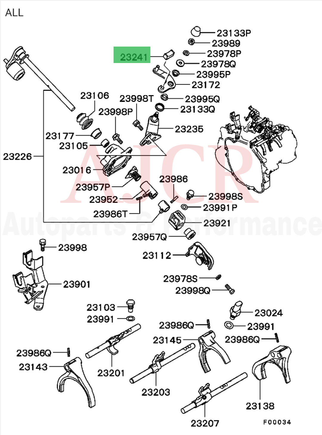 Mitsubishi M/T Gear Select Lever Shoe Evo 4-9/ Eclipse 00-12/Mirage 97-02/Lancer 02-06 5-Speed