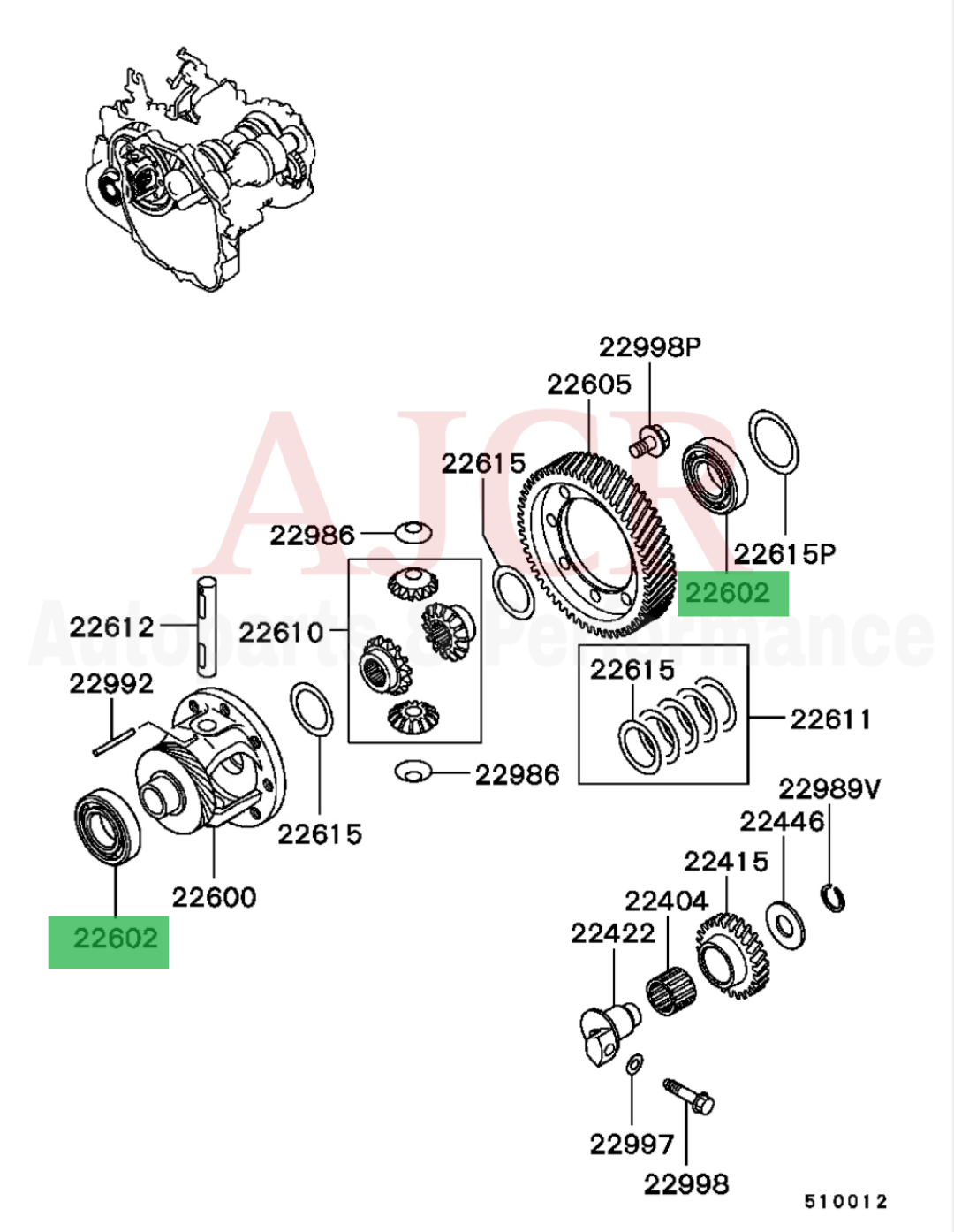 Mitsubishi Manual Transmission Bearings Mirage/Lancer/Eclipse (F5M42)