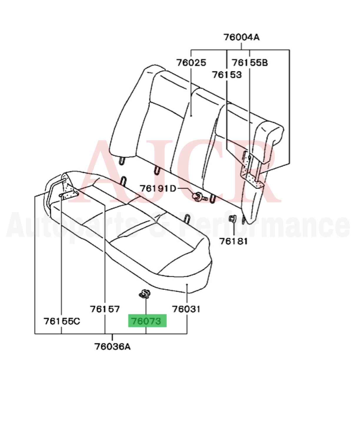 Mitsubishi Rear Seat Cushion Release Clip Evo 1-9/2G DSM/3G Eclipse/Mirage 93-02/Lancer 02-06