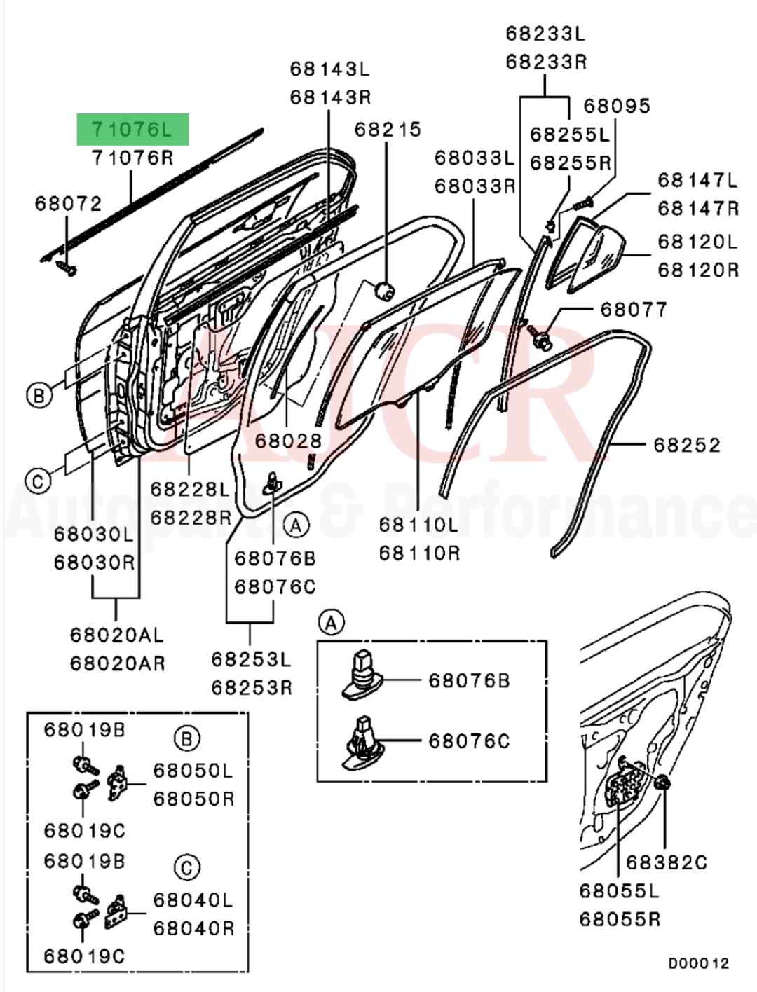 Mitsubishi Molding Door Window Trim Evo 7-9
