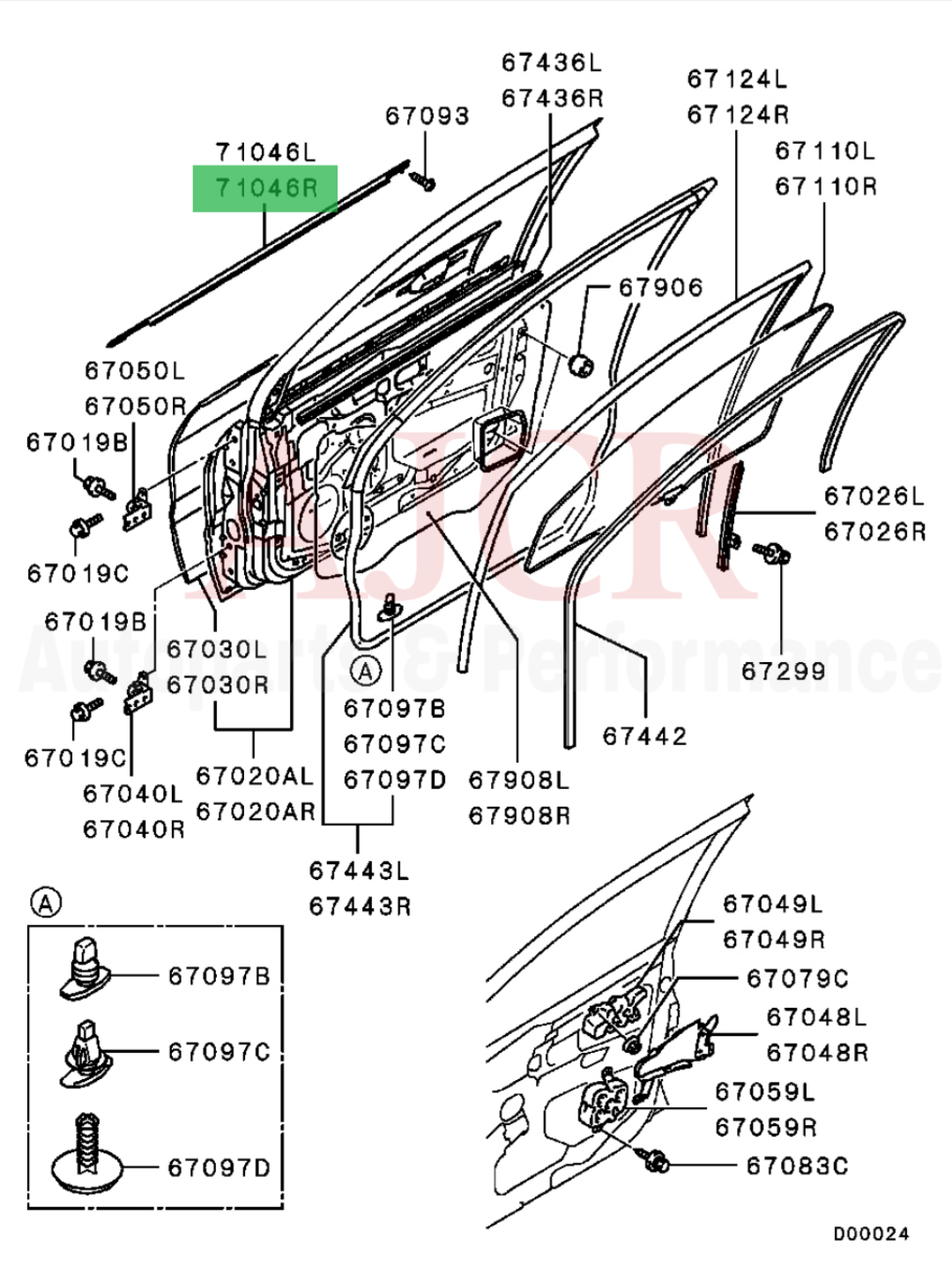 Mitsubishi Molding Door Window Trim Evo 7-9