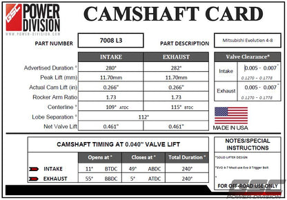 GSC Power-Division Billet Camshaft Evolution 4-8