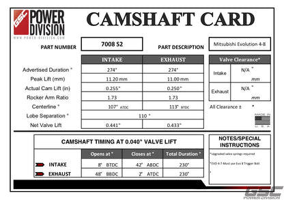 GSC Power-Division Billet Camshaft Evolution 4-8