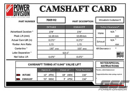 GSC Power-Division Billet Camshaft Evolution 9
