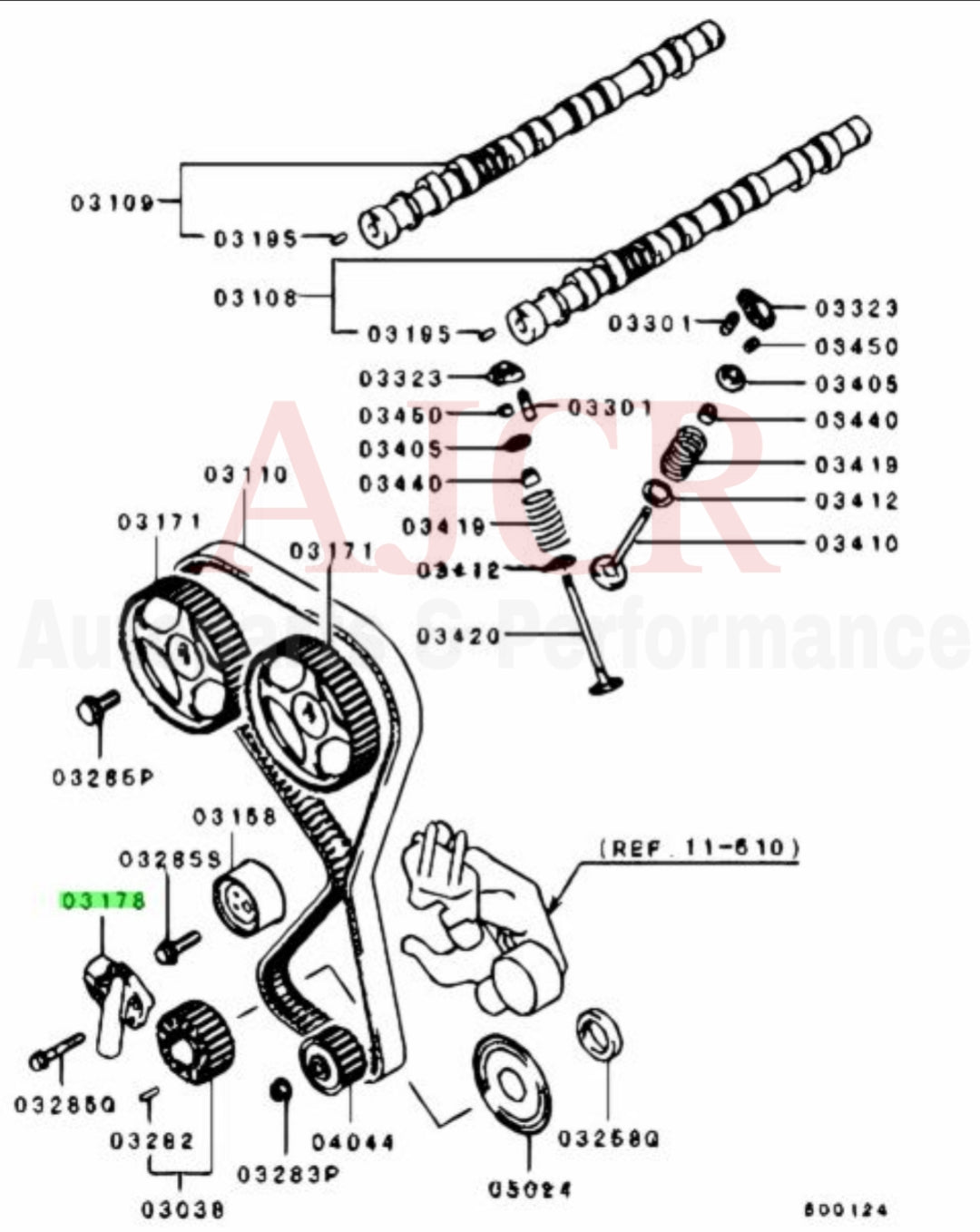 Mitsubishi Timing Belt Hydraulic Tensioner 1G DSM 6-Bolt