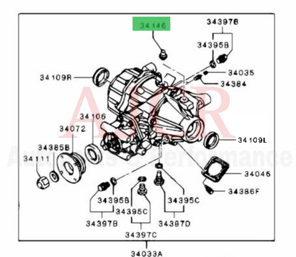 Mitsubishi Rear Differential Plug Breather Evo X
