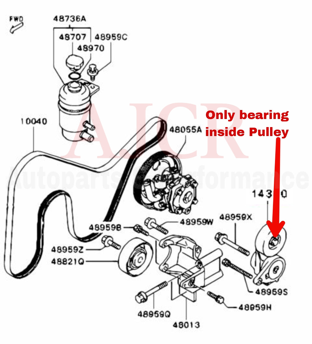 Koyo Bearing For Serpentine Tensioner Pulley Evo 7-9