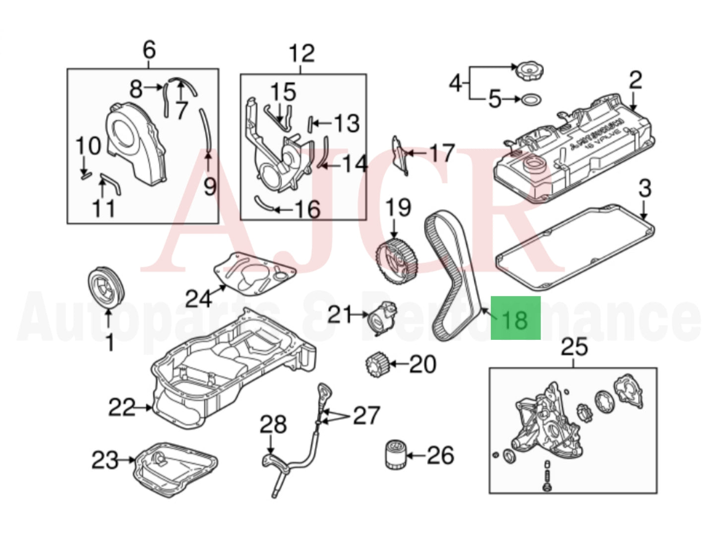 AJCR Gates Timing Belt Mirage 4G93 SOHC 93-96 / Lancer 4G94 02-06