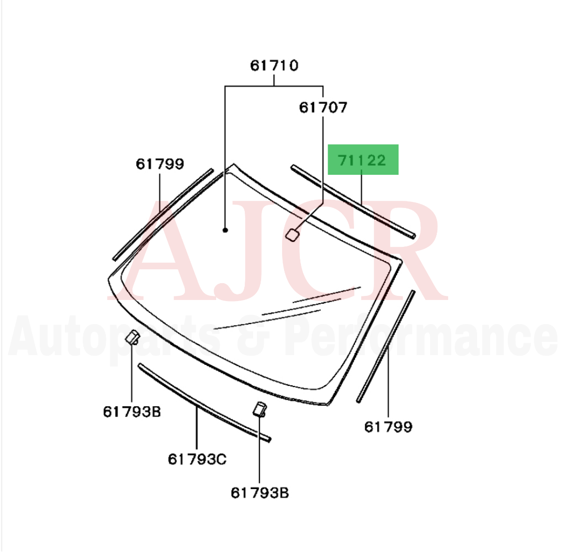 Mitsubishi Upper Molding Windshield Mirage 97-02/Evo 4-6