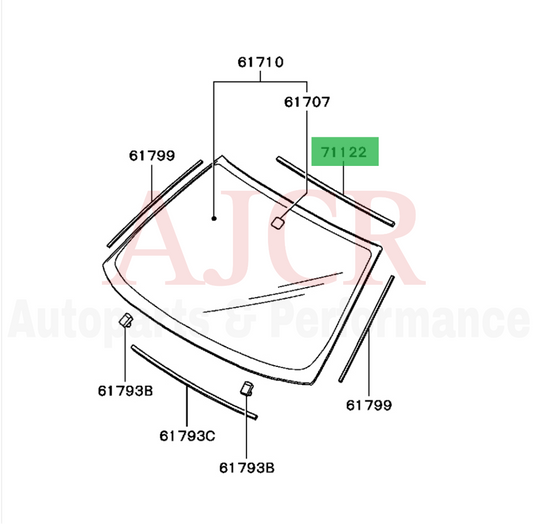 Mitsubishi Upper Molding Windshield Mirage 97-02/Evo 4-6