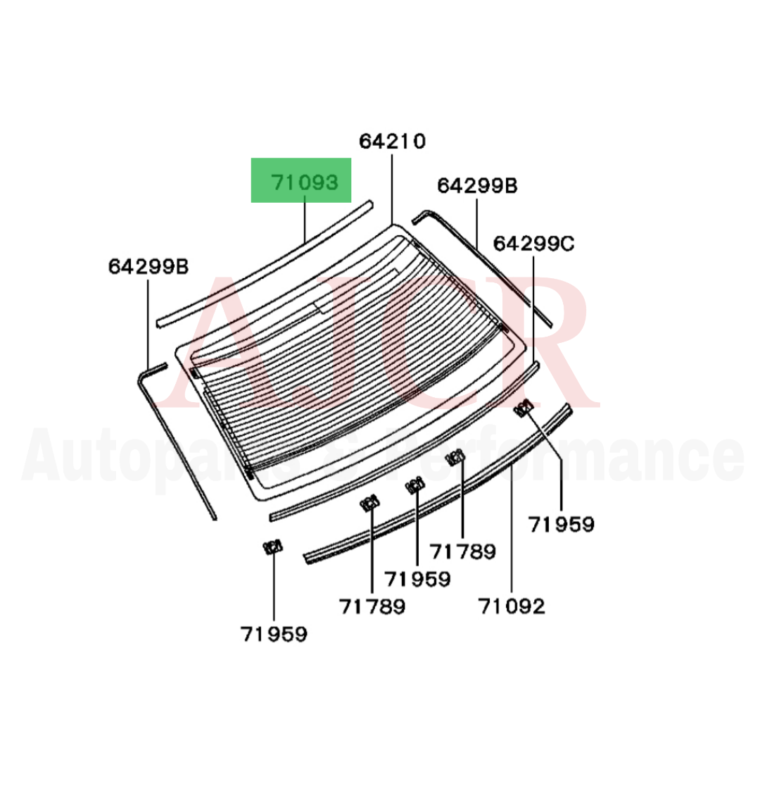 Mitsubishi Rear Glass Upper Molding Mirage 2Dr 97-02