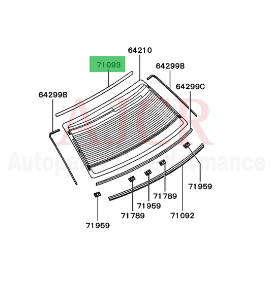 Mitsubishi Rear Glass Upper Molding Mirage 2Dr 97-02