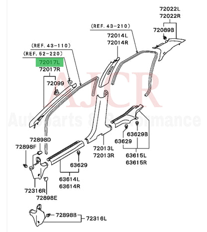 Mitsubishi LH Pillar Trim(Speaker Application only) Evo 8