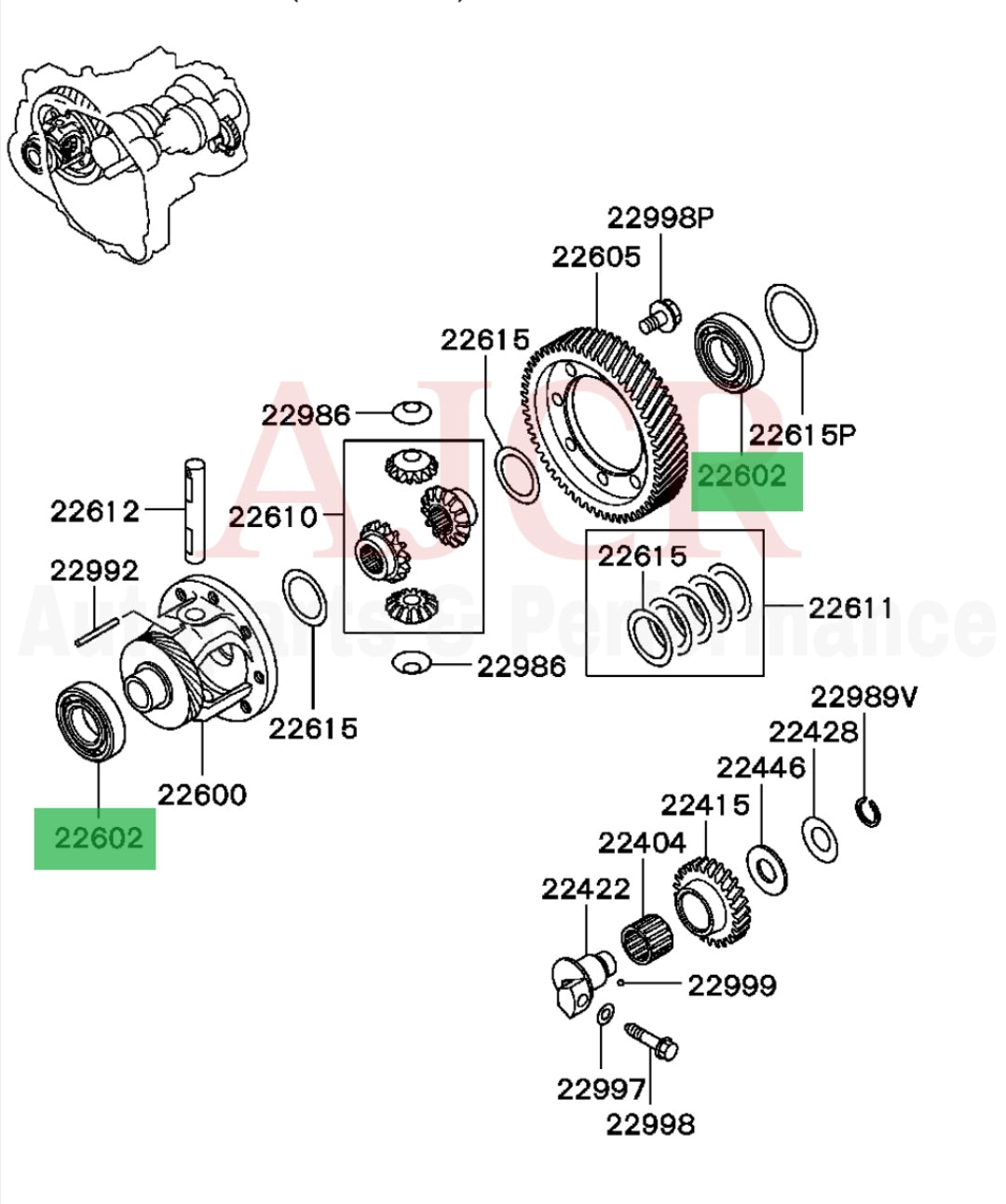 Mitsubishi Center Diff Case Bearing Eclipse