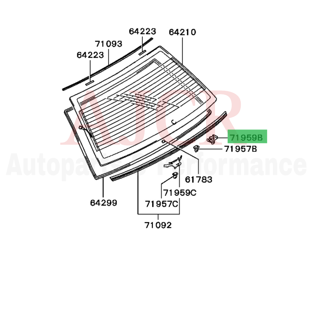 Mitsubishi Rear Window Molding Clip Evo 7-9