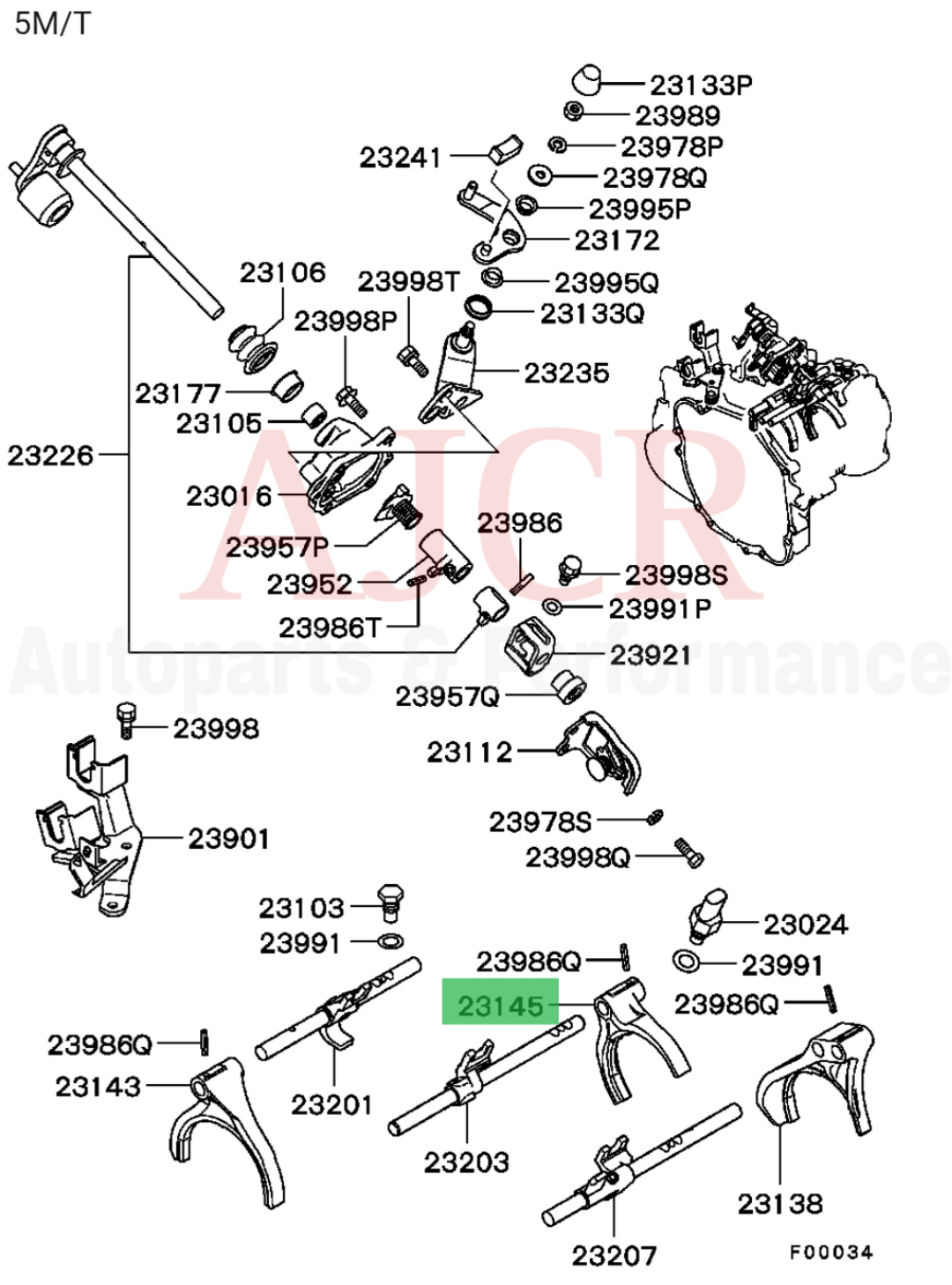 Mitsubishi Gears Fork Eclipse V6 3.0L 5-Speed 00-05