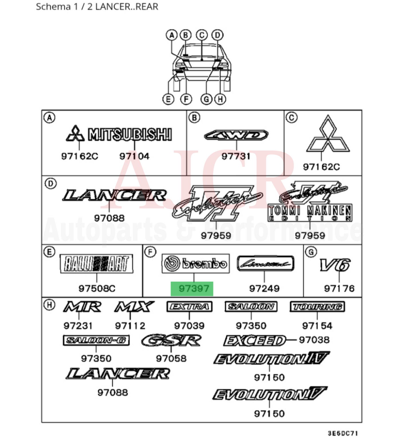 Mitsubishi Brembo Decal Evo