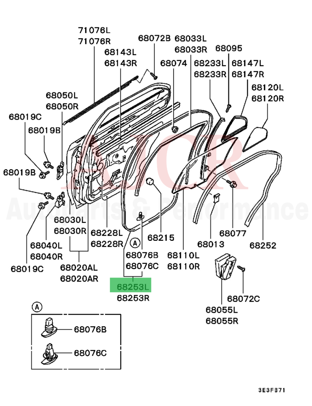Mitsubishi Door Weatherstrip Seal Evo 7-9