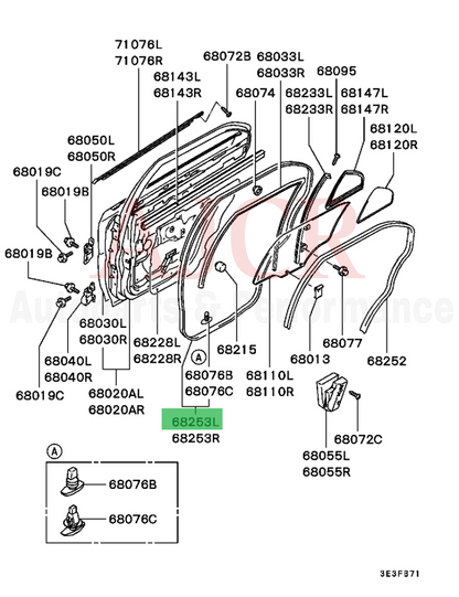 Mitsubishi Door Weatherstrip Seal Evo 7-9