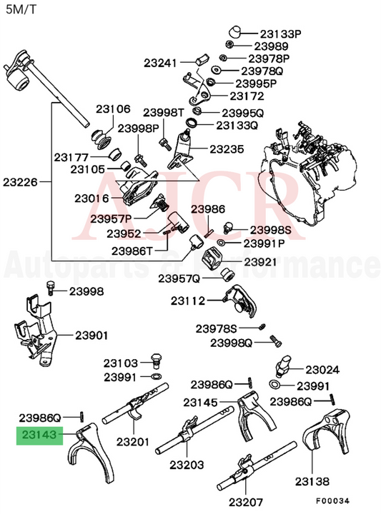 Mitsubishi Gears Fork Eclipse V6 3.0L 5-Speed 00-05