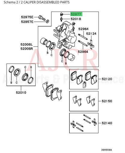 Mitsubishi Brembo Caliper Bleeder & Bleeder Cap Evo 5-9