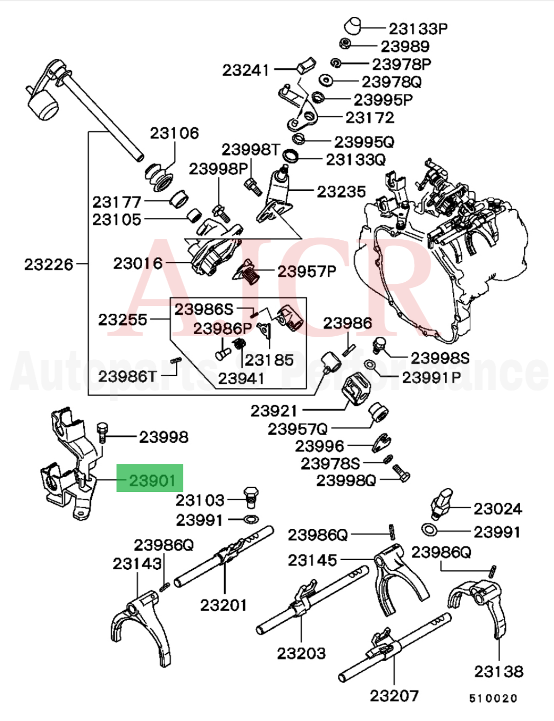 Mitsubishi Shifter Cable Bracket 5-Speed Eclipse 00-05