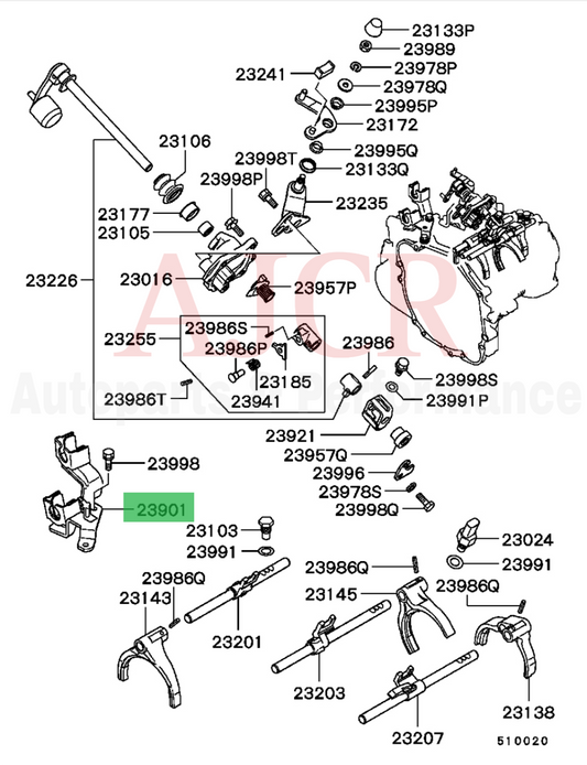 Mitsubishi Shifter Cable Bracket 5-Speed Eclipse 00-05