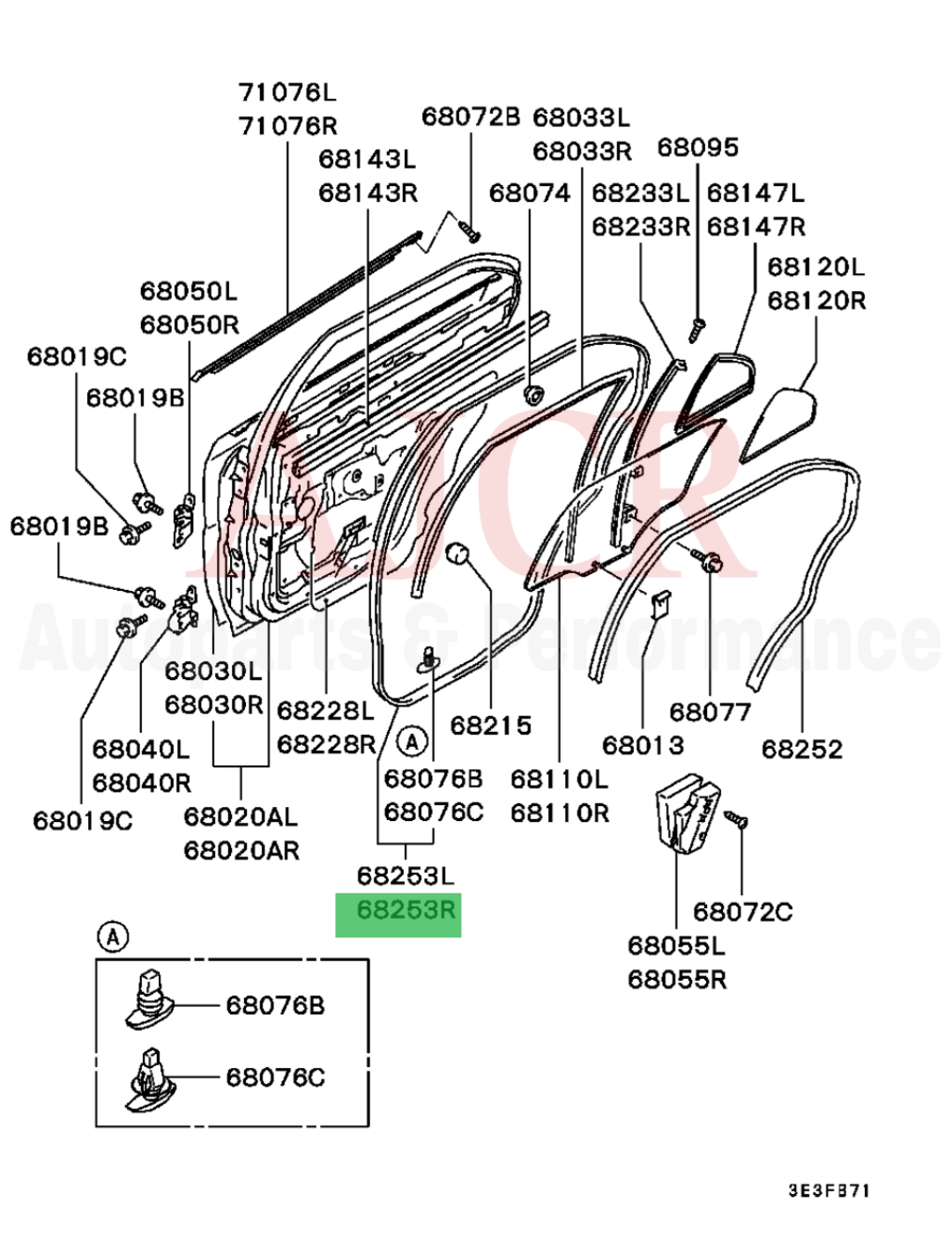 Mitsubishi Door Weatherstrip Seal Evo 7-9