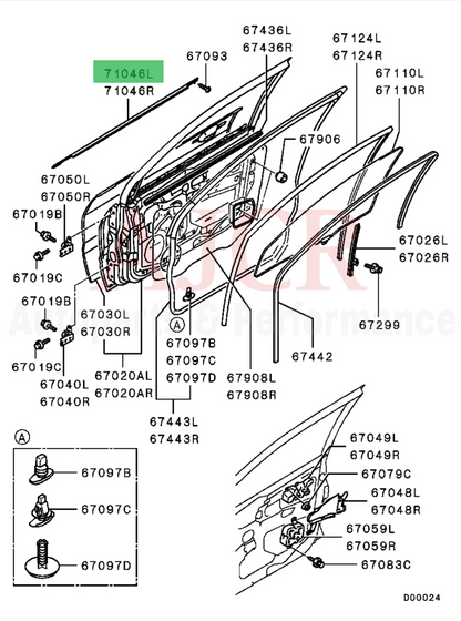 Mitsubishi Molding Door Window Trim Evo 7-9