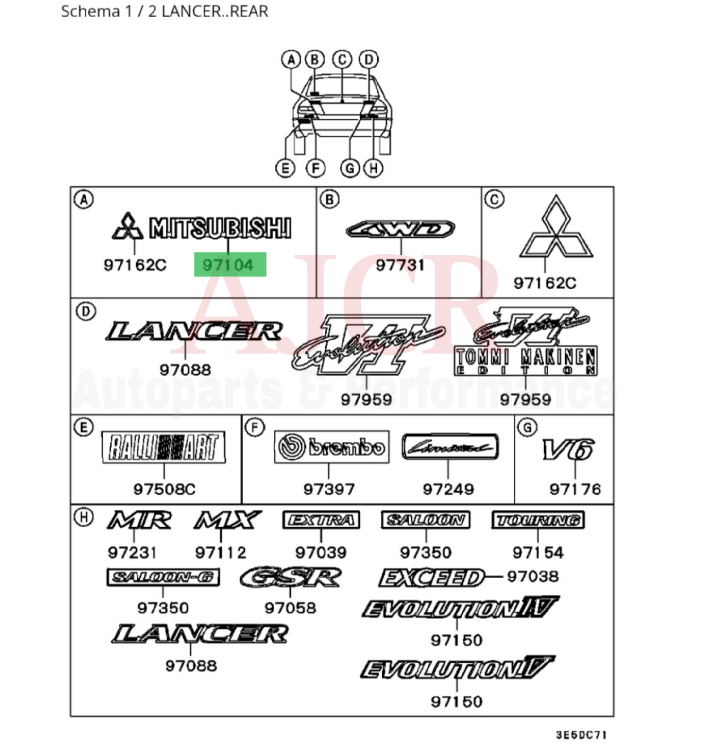 (Mitsubishi) Trunk Emblem Evo 4-6