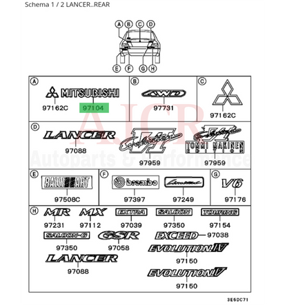 (Mitsubishi) Trunk Emblem Evo 4-6