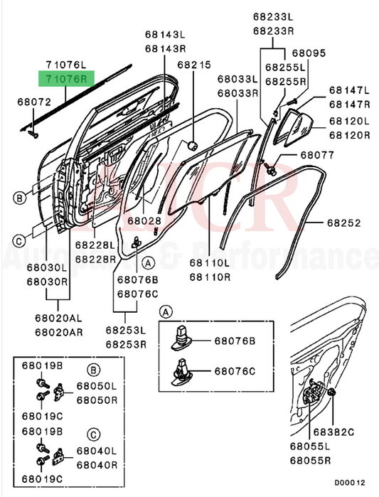 Mitsubishi Molding Door Window Trim Evo 7-9