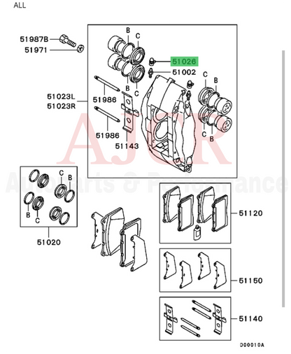 Mitsubishi Brembo Caliper Bleeder & Bleeder Cap Evo 5-9