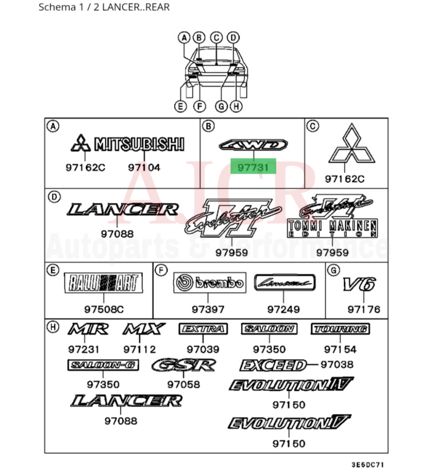 Mitsubishi (4WD) Rear Window Decal Evo 4-6