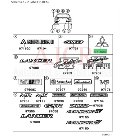 Mitsubishi (Logo) Trunk Emblem Evo 6