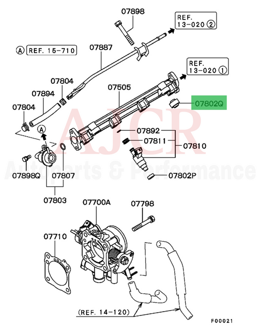 Mitsubishi Fuel Rail Spacer for Evo I-X/DSM